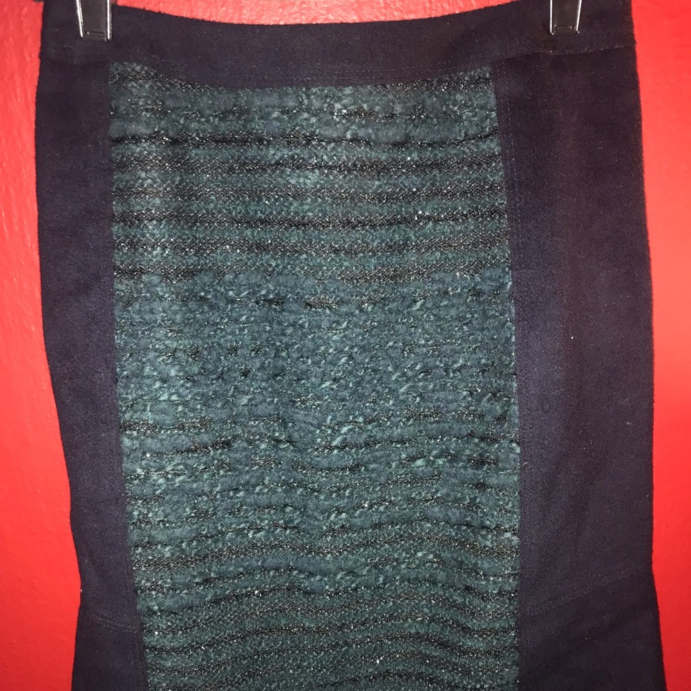 Tory Burch Navy and Green Tweed Skirt